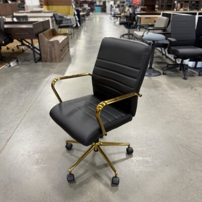 Mid Back Chair With Gold Accents