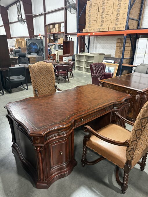 Executive Desk By Parker With Leather Seat Chairs
