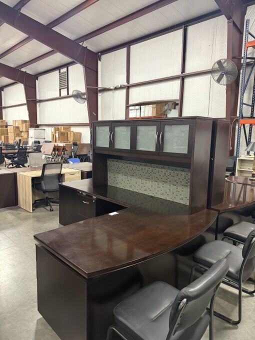 Bowfront L-Desk With A Hutch - Image 2