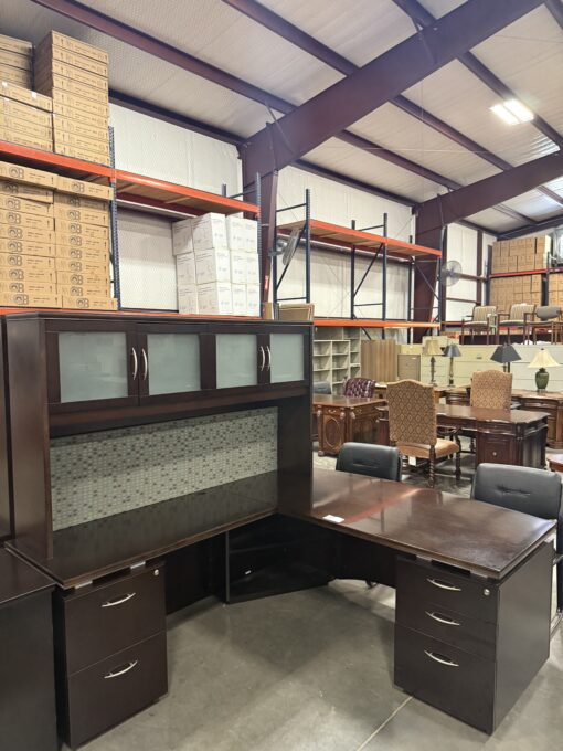 Bowfront L-Desk With A Hutch