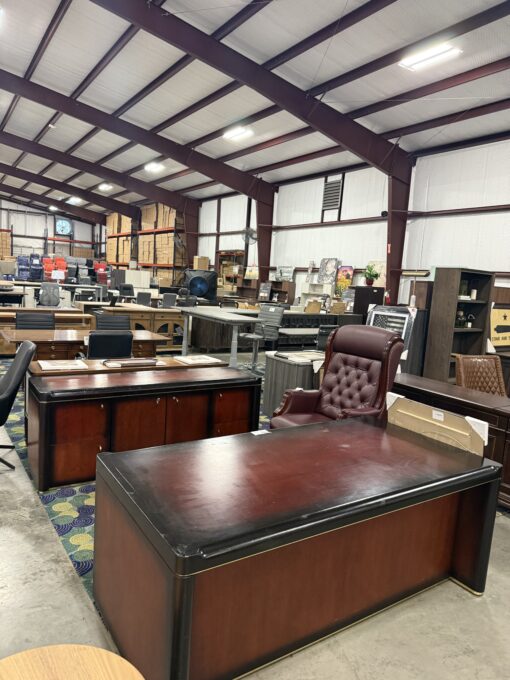 Black Edge Mahogany Desk With Credenza