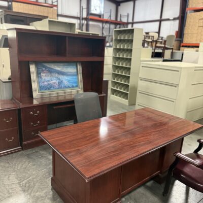 Mahogany Desk W/Credenza & Hutch By Inwood