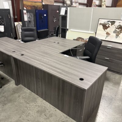 66" X 78" Double Ped Grey L-Desk