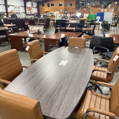 8ft Boat Shaped Gray Conference Table