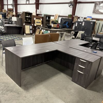 71" X 72" Single Ped Gray L-Desk