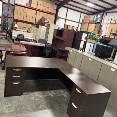 71" X 83" Espresso Double Ped L-Desk