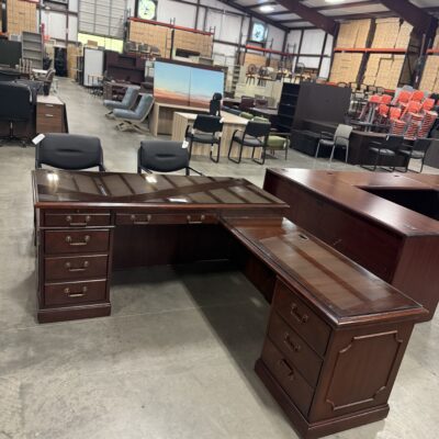 66" X 78" Double Ped Glass Top L-Desk By Kimball