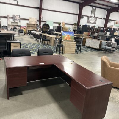 65" X 78" Mahogany L-Desk By Hon