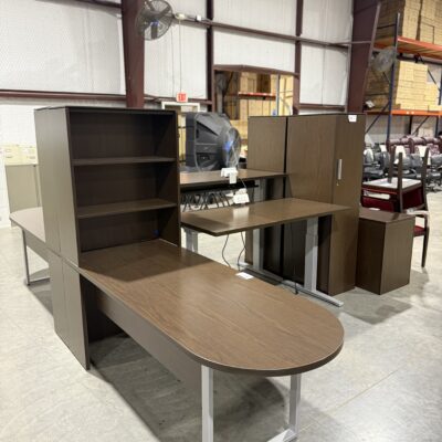 78" X 89" Espresso Desk W/Adjustable Height Return By Herman Miller