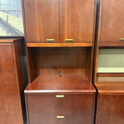 37" 2 Drawer Mahogany Lateral File W/Hutch By Bernhardt