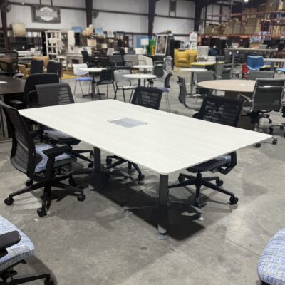 7" X 4" White Table W/Power By Steelcase