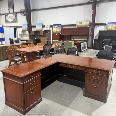 72" x 83" Mahogany Double Ped L-Desk By Kimball