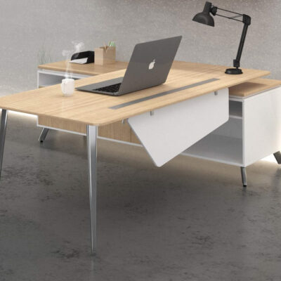L-desk with open Return/Credenza