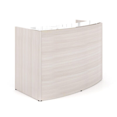Curved Reception Desk with Glass Transactional Counter Top