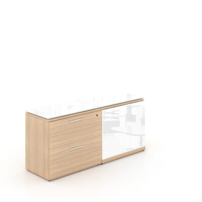 Combo Credenza with Floated Glass Tops