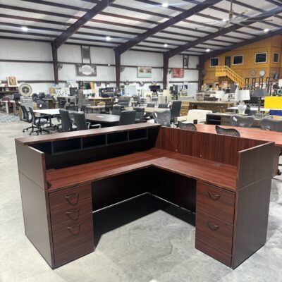 72" X 72" Double Ped Mahogany Reception L-Desk