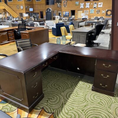 66" X 77" Double Pedestal Espresso L-Desk By Paoli