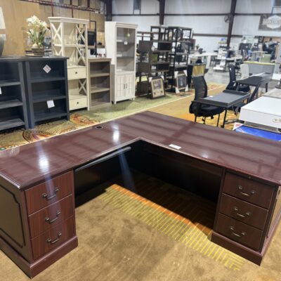 72" X 86" Double Ped Mahogany L-Desk