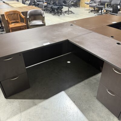 71" X 83" Double Ped Espresso L-Desk