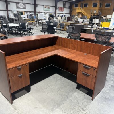 72" X 78" Double Ped Cherry Reception L-Desk