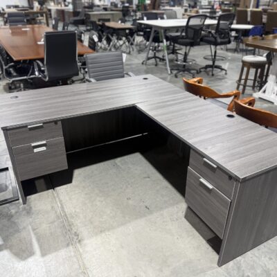 66" X 78" Double Pedestal Gray L-Desk