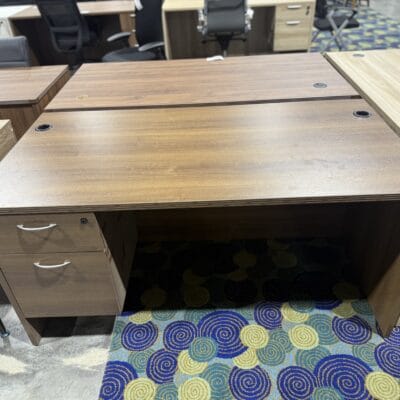 60" X 30" Single Ped Walnut Desk