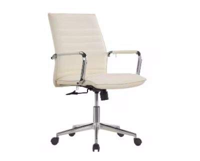 White Ribbed Vinyl Conference Chair