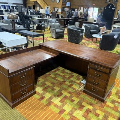 72" X 76" Double Ped Mahogany L-Desk By Kimball