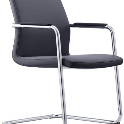 Sled Base Leather On Demand Side Chair By Buzz Seating