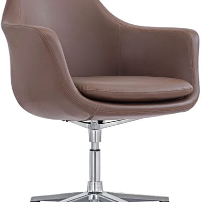 Brown Leather On Demand Swivel Lobby Chair By Buzz Seating