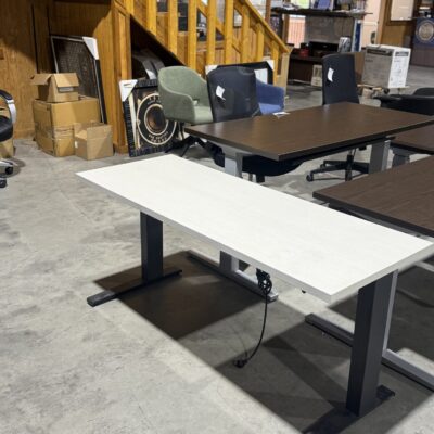 60" X 23" White Adjustable Height Desk