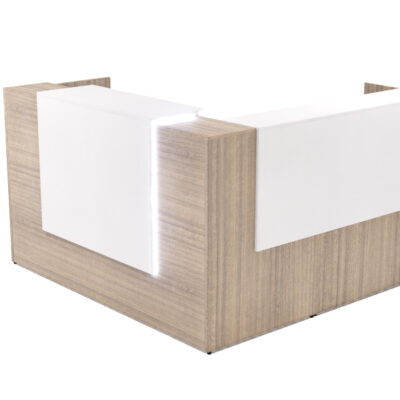 Single Station Left Handed Reception with Rectangular Laminate Top, Return and Front Overlay Conversions