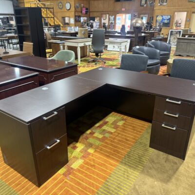 66" x 78" Espresso Double Ped L-Desk