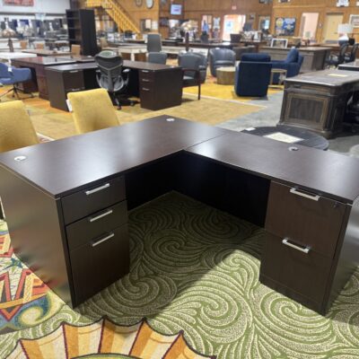 60" x 72" Espresso Double Ped L-Desk