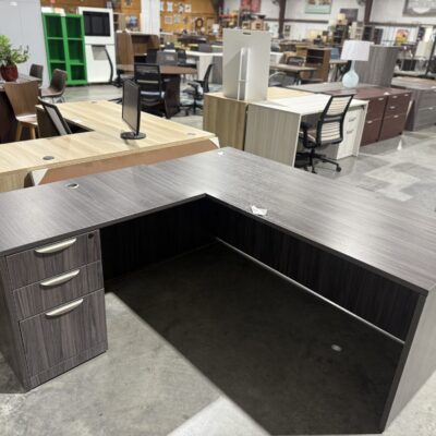 72" X 71" Gray Single Pedestal L-Desk