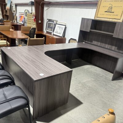 75" x 125" Gray U-Desk W/Hutch