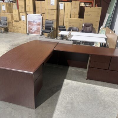 71" x 105" L-Desk W/Combo File & Pedestal