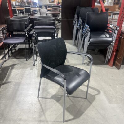 Black Mesh & Vinyl Guest Stack Chair