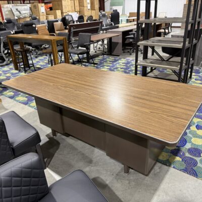 78" X 38" Double Pedestal Metal Walnut Desk