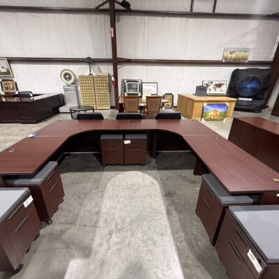 71" X 113" X 71" Mahogany Workstation