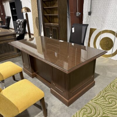 72" X 36" Traditional Glass Top Double Pedestal Espresso Desk