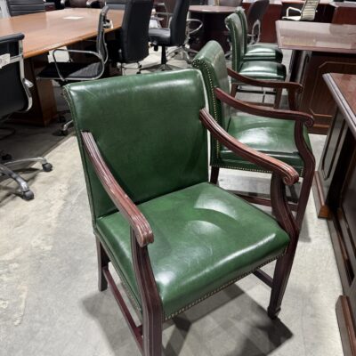 Dark Green Vinyl Wooden Guest Chair
