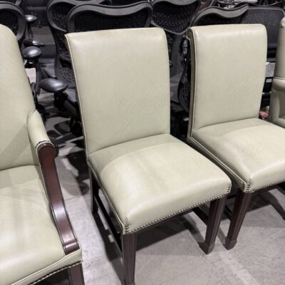 Olive Green Armless Vinyl Wooden Guest Chair