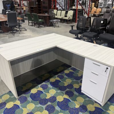 60" X 72" Single Ped Arcadia White L-Desk