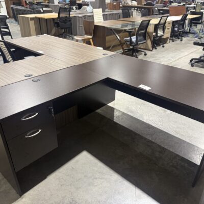 60" X 72" Single Ped Espresso L-Desk