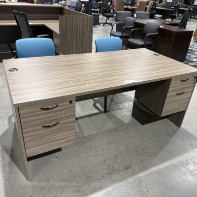 71"X 36" Walnut Double Pedestal Desk