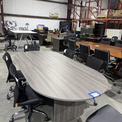8ft Gray Racetrack Conference Table