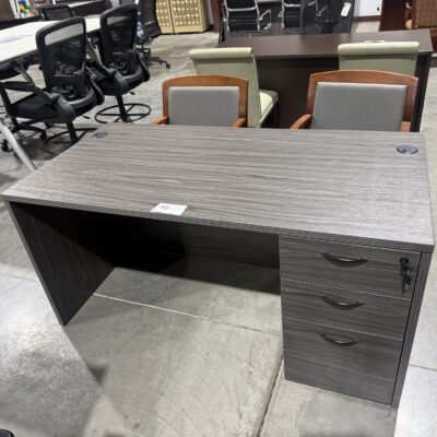 60" X 72" Gray Single Ped L-Desk